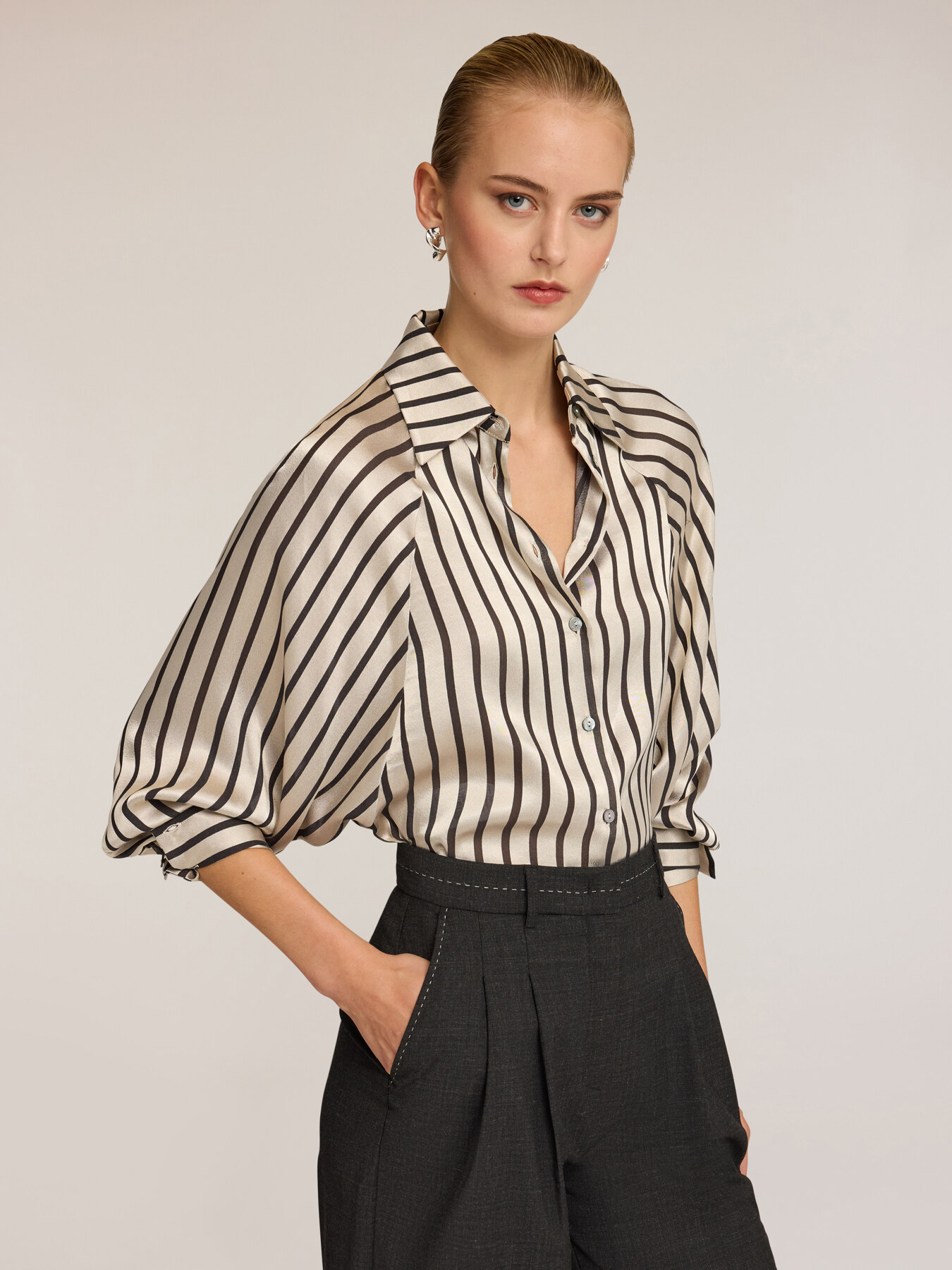 Camicia a righe con maniche over image number 0