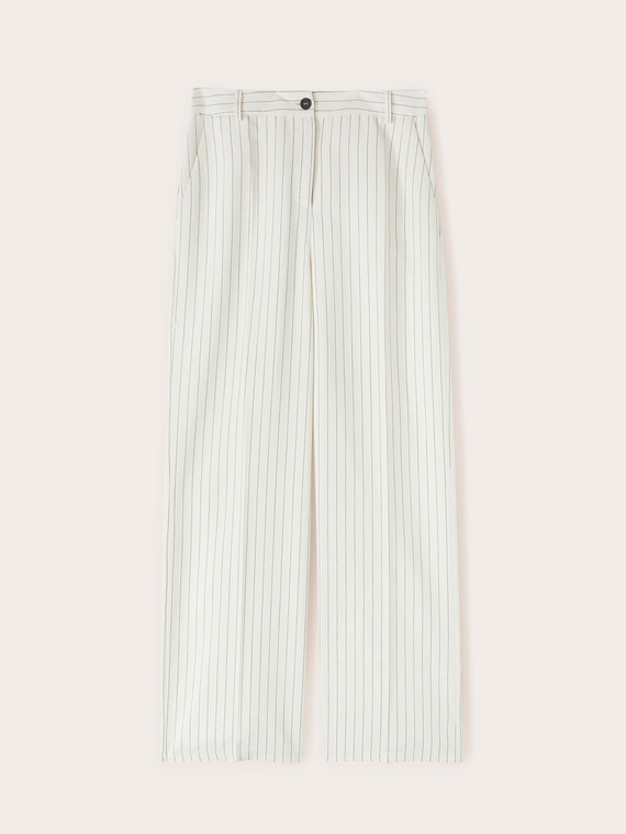 Flowing pinstriped palazzo trousers