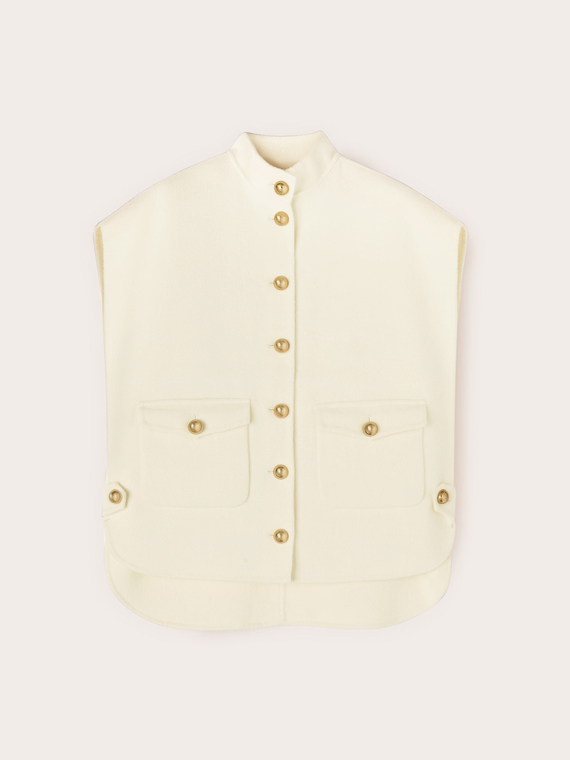 Sleeveless wool blend cape