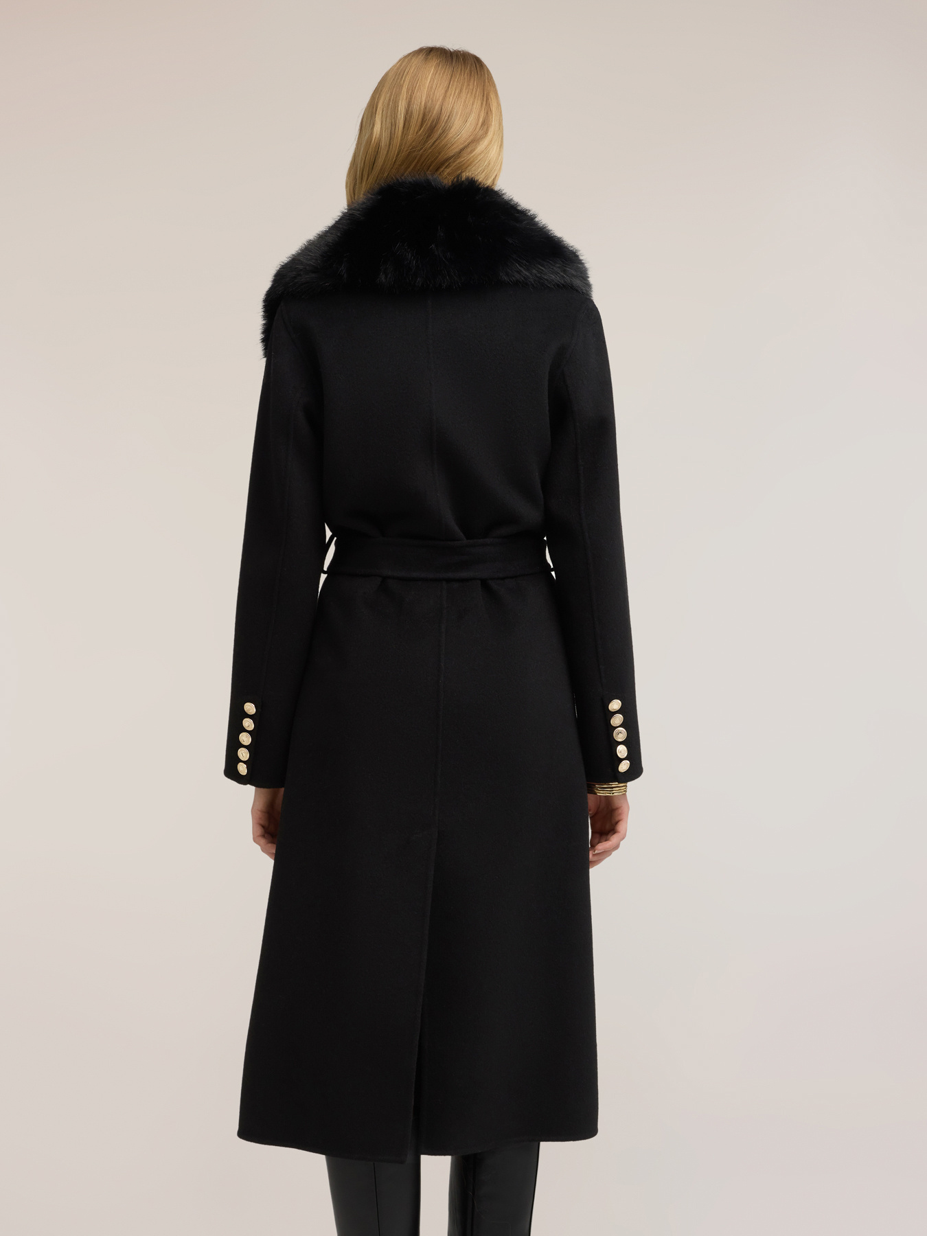 Belted coat in wool-blend double fabric image number 1