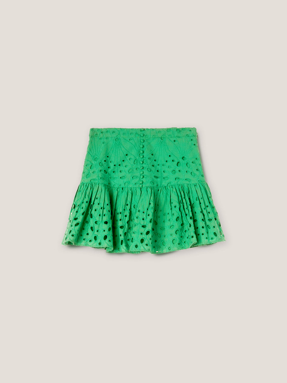 Short skirt in Broderie Anglaise