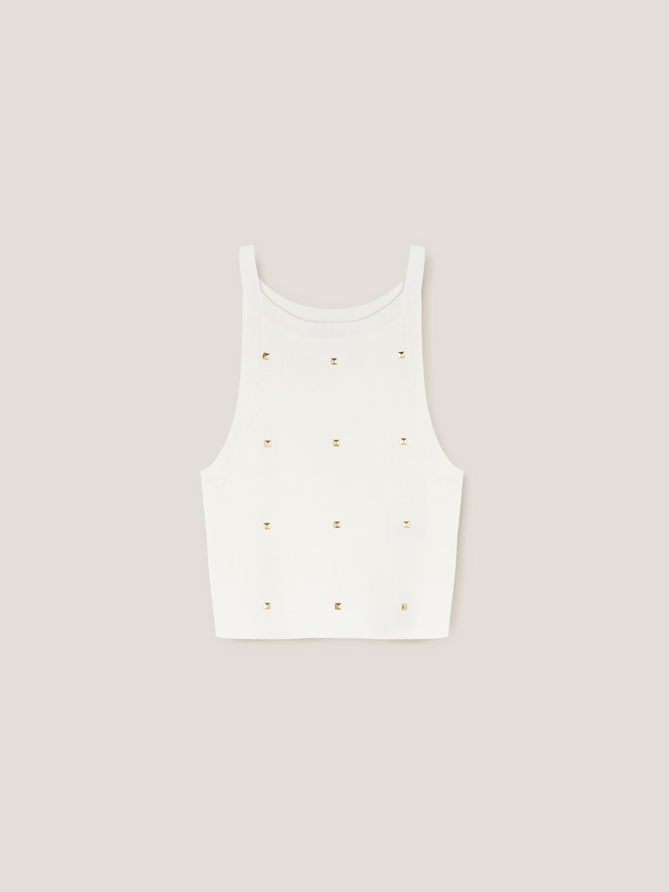 Top corto in maglia con borchie image number 3