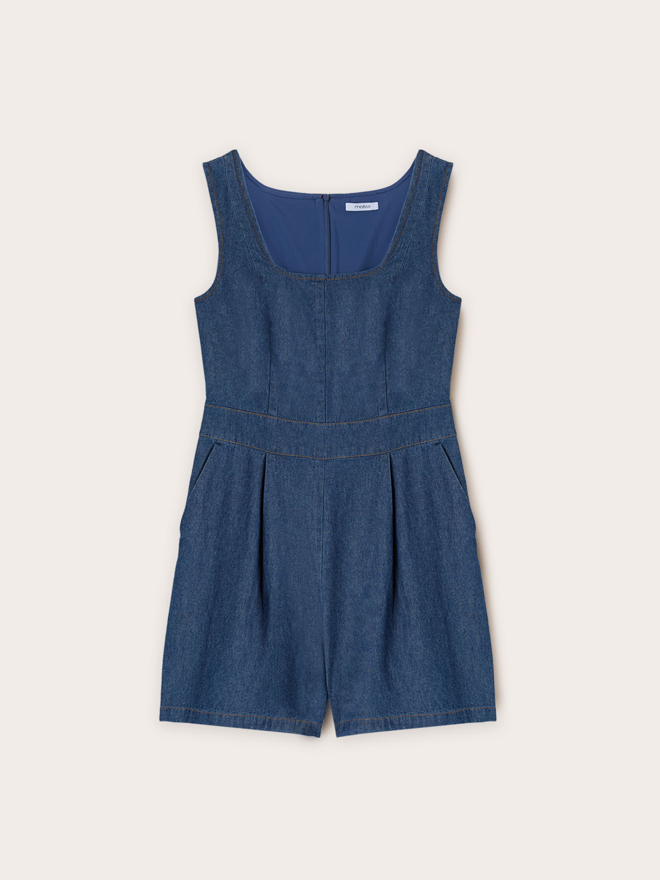 Combinaison courte en denim m&eacute;lange lyocell image number 4