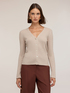 Short ribbed wool blend cardigan image number 0