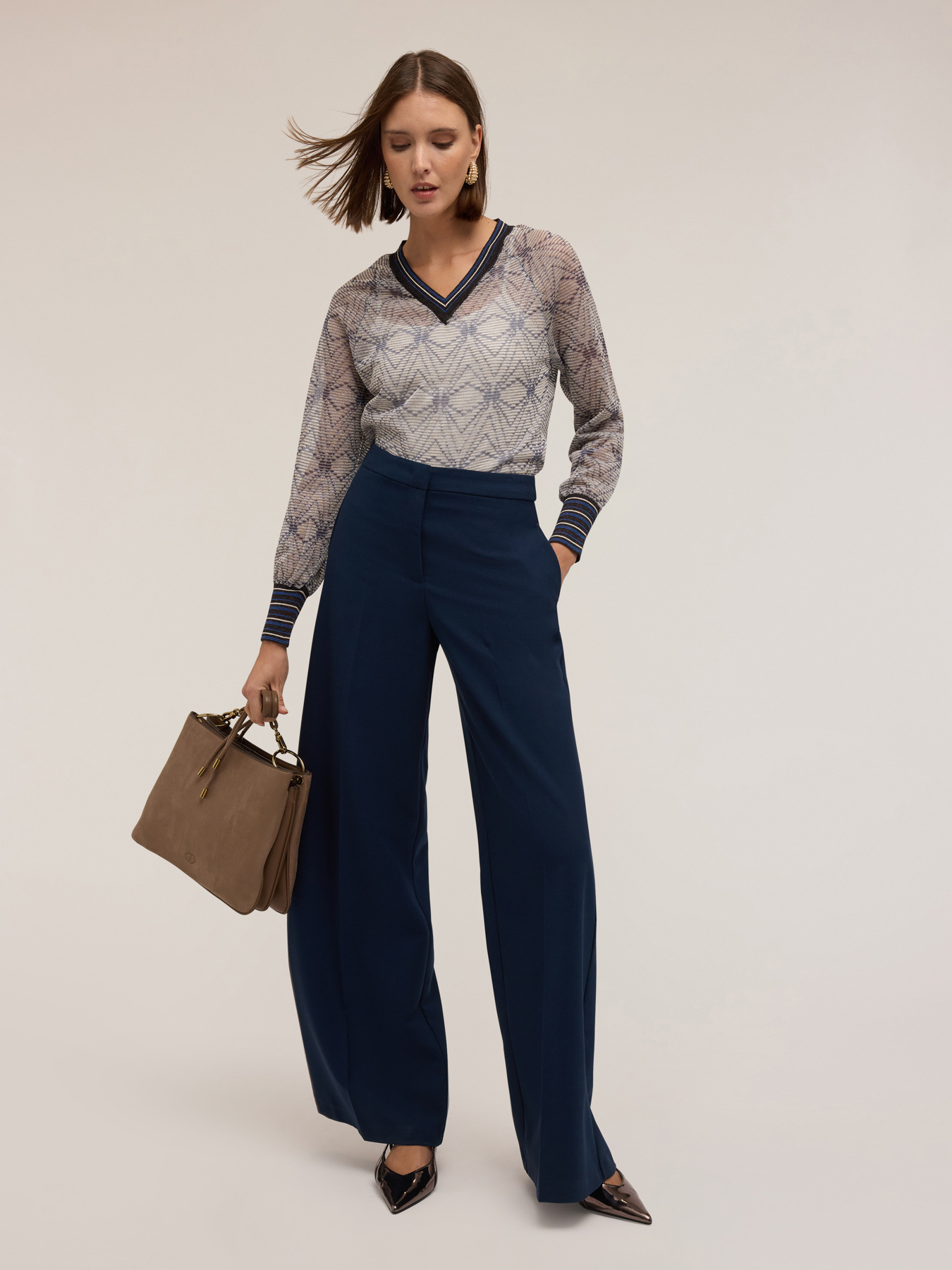 Geometric pattern sweater with top image number 0