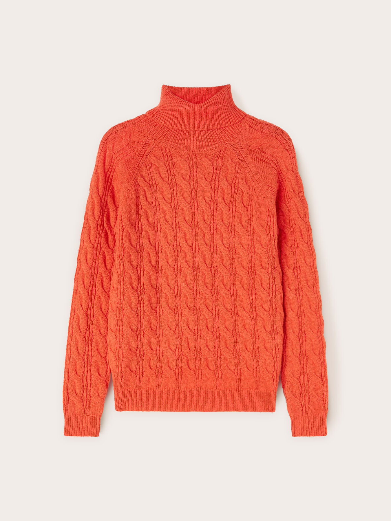 Rollkragenpullover mit Zopfmuster aus Alpakamischung image number 4