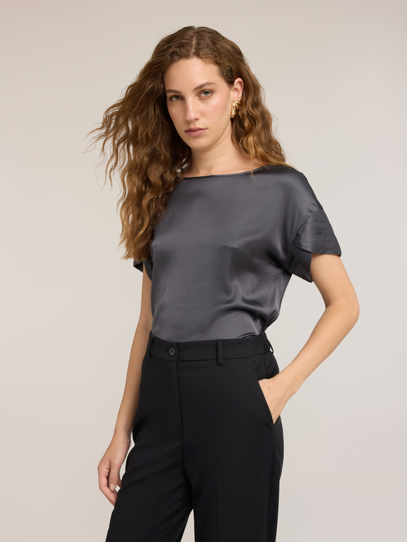 Satin blouse with petal sleeves