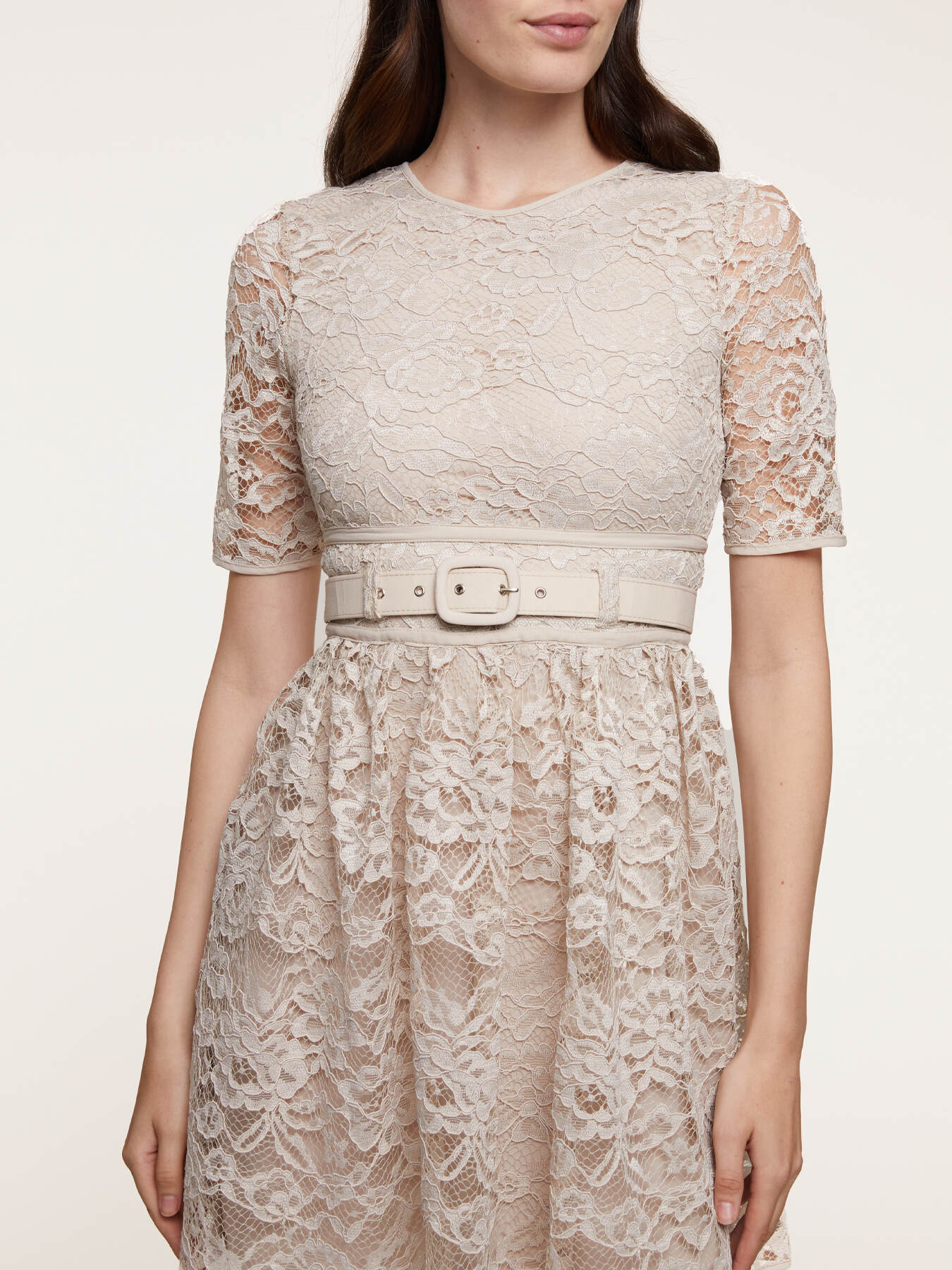 Vestito corto con cintura in pizzo image number 2
