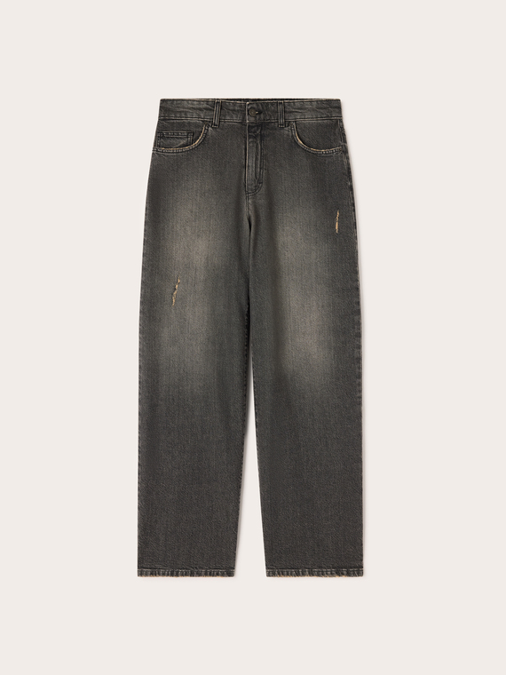 Barrel jeans in black wash denim