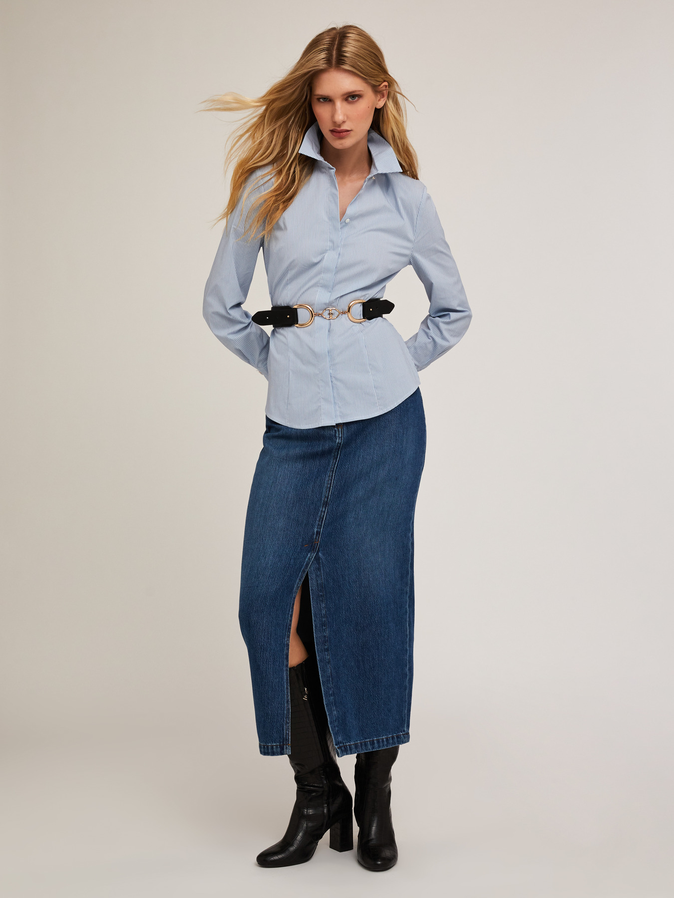 Camicia in popeline a righe image number 0