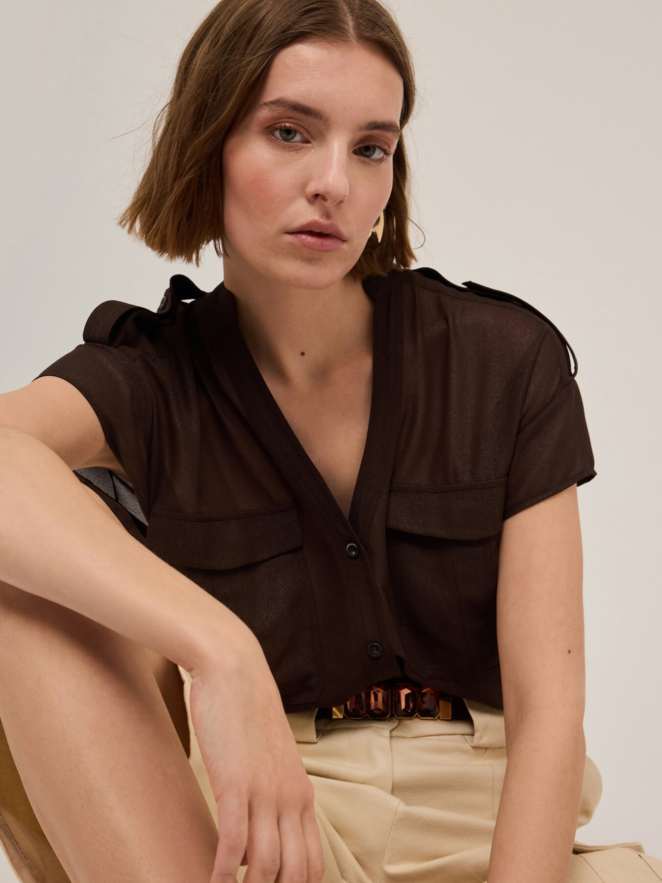 Saharienne shimmer georgette shirt image number 0