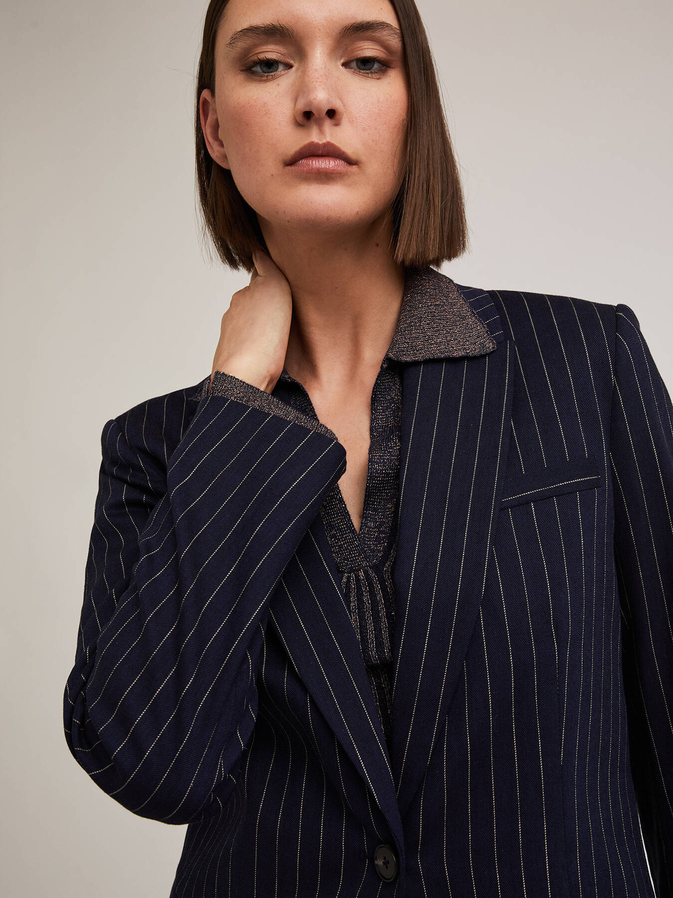 Pinstriped single-breasted blazer image number 3