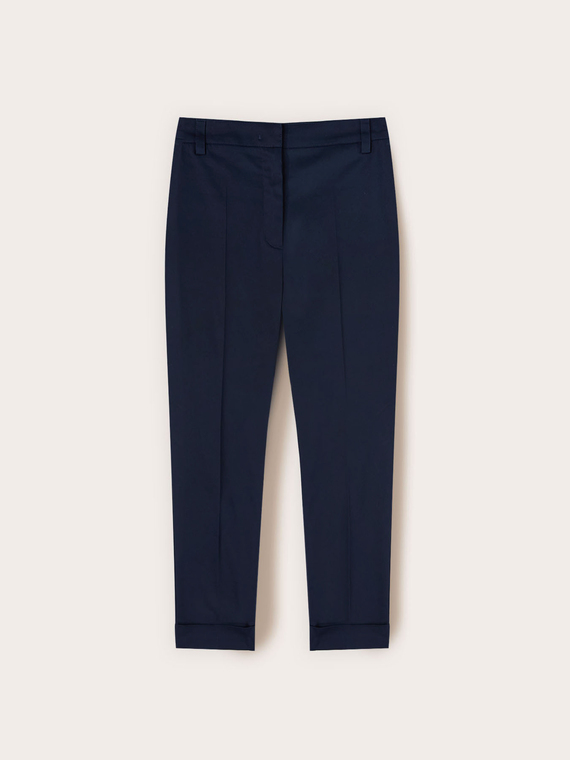 Cropped cotton blend trousers