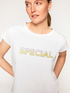 Cotton T-shirt with rhinestone lettering image number 2