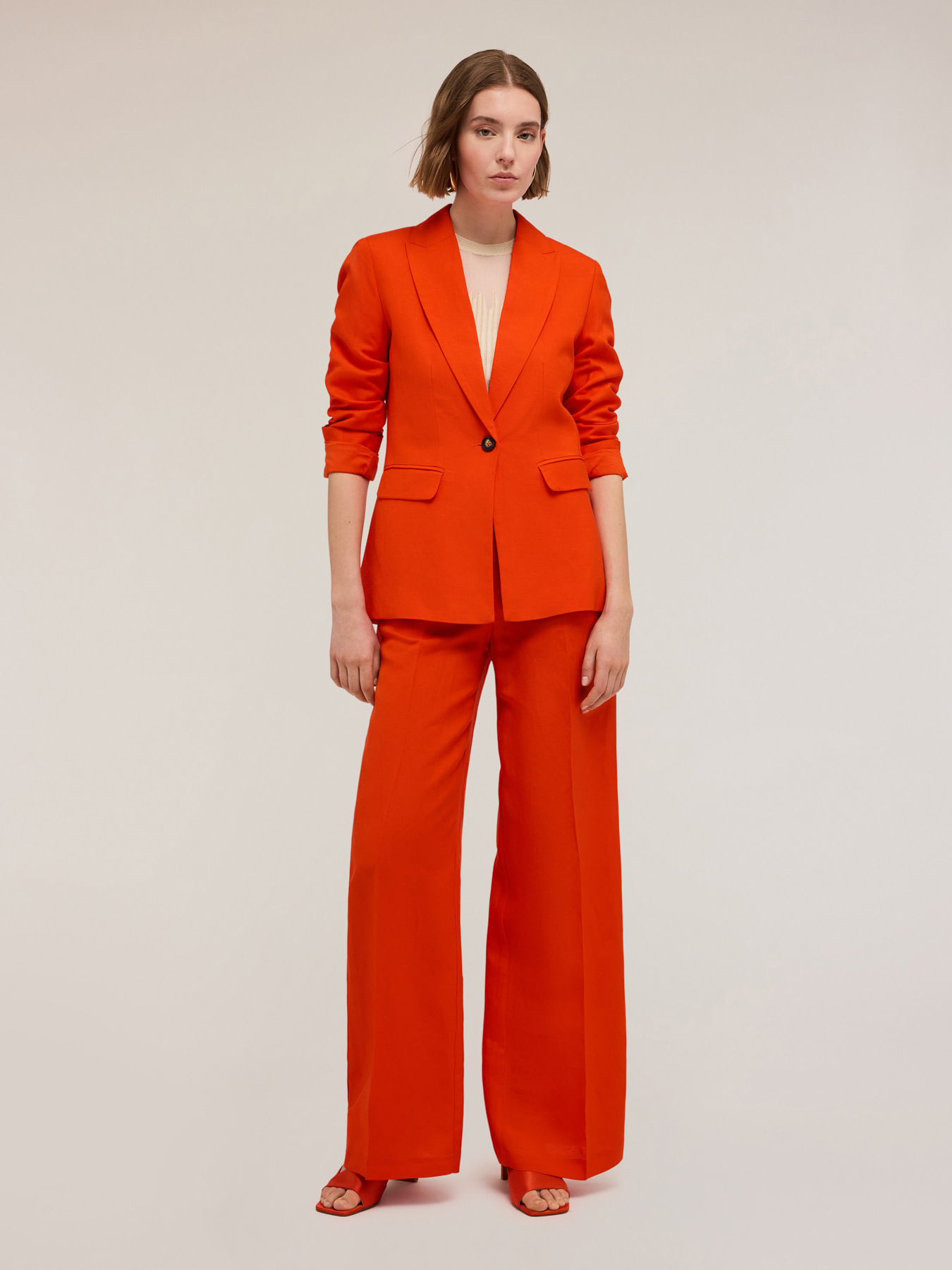 Blazer monopetto misto lino image number 0