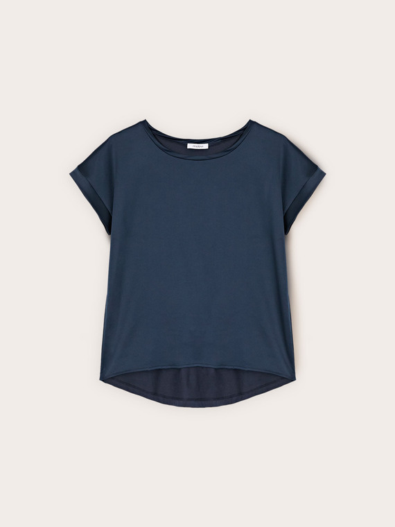 Two-tone cotton blend T-shirt