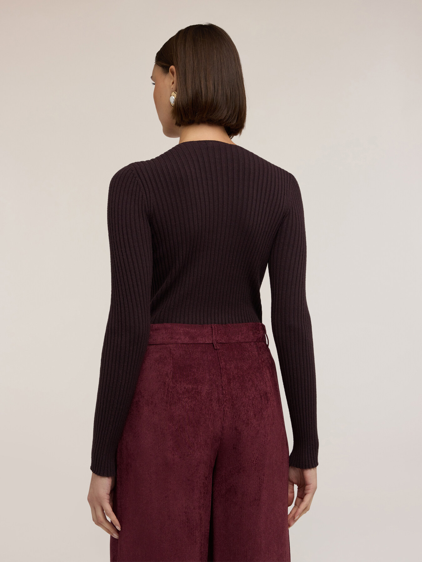 Ribbed knit top with ties in viscose blend image number 1