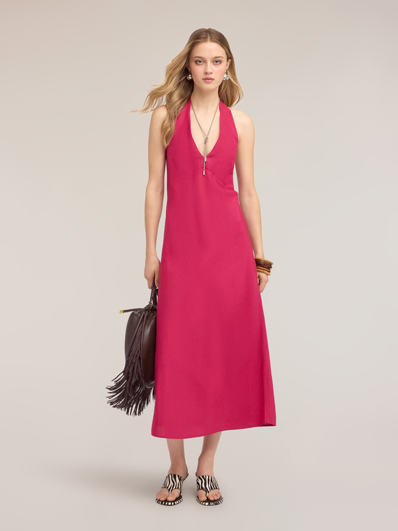 A-line long dress in linen blend