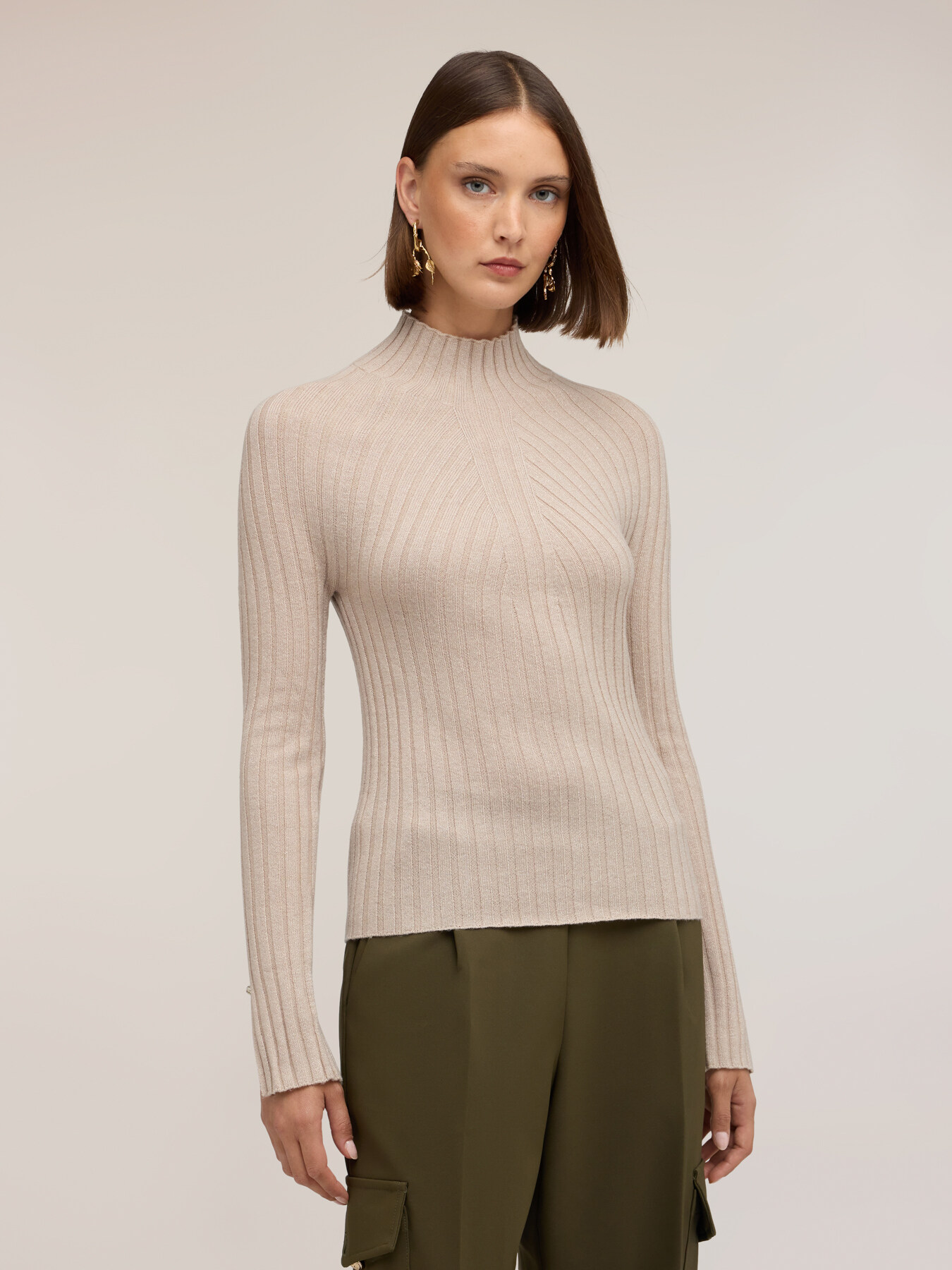 Ribbed turtleneck sweater in wool blend image number 0