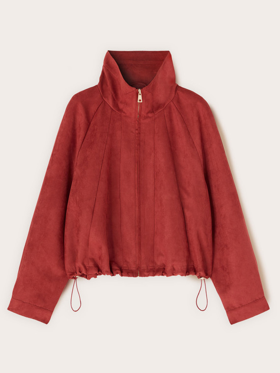 Short jacket with high collar and zip