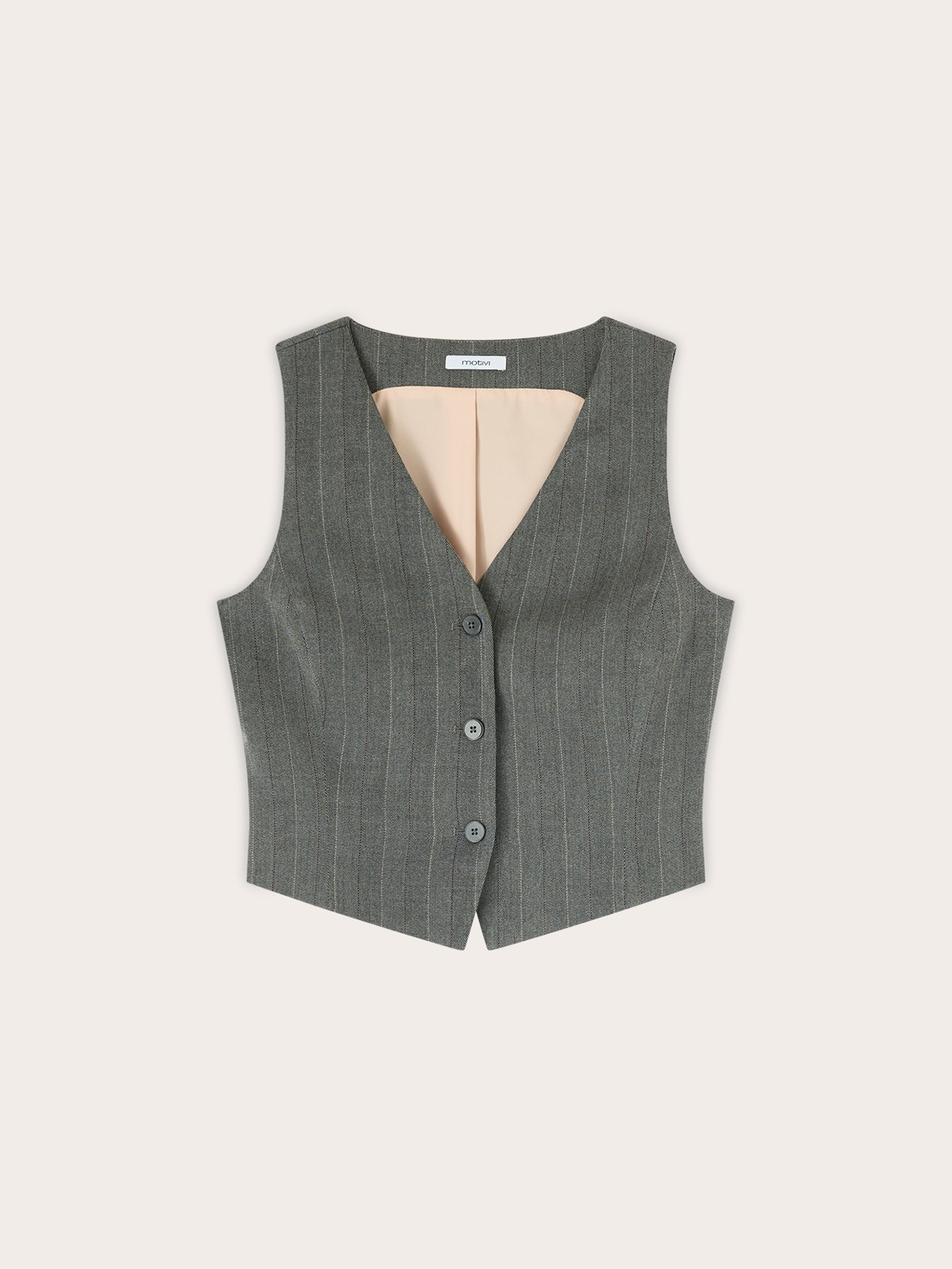 Gilet &agrave; fines rayures simple boutonnage image number 4