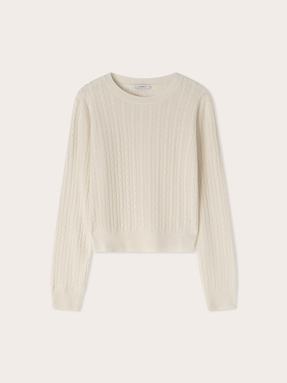 Pull en laine &agrave; torsades
