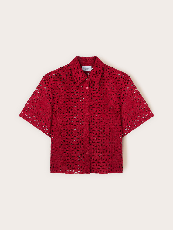 Camicia boxy in pizzo macram&eacute;