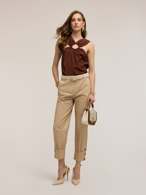 Cr&ecirc;pe de chine top with ring