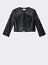 Faux leather collarless jacket image number 3