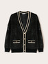 Openwork knit cardigan with micro sequins image number 4