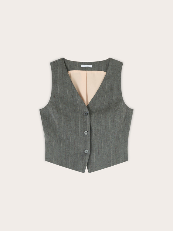 Single-breasted pinstripe vest