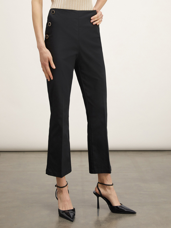 Kick flare trousers with button detail