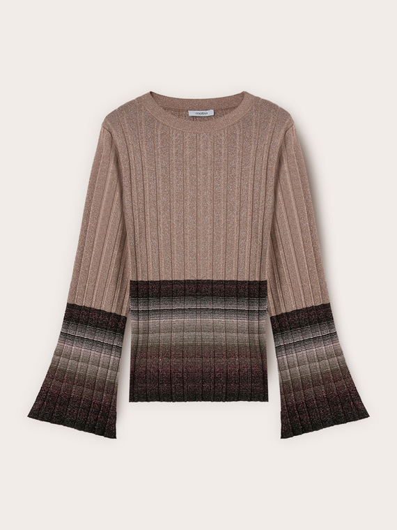 Ribbed sweater with bell sleeves