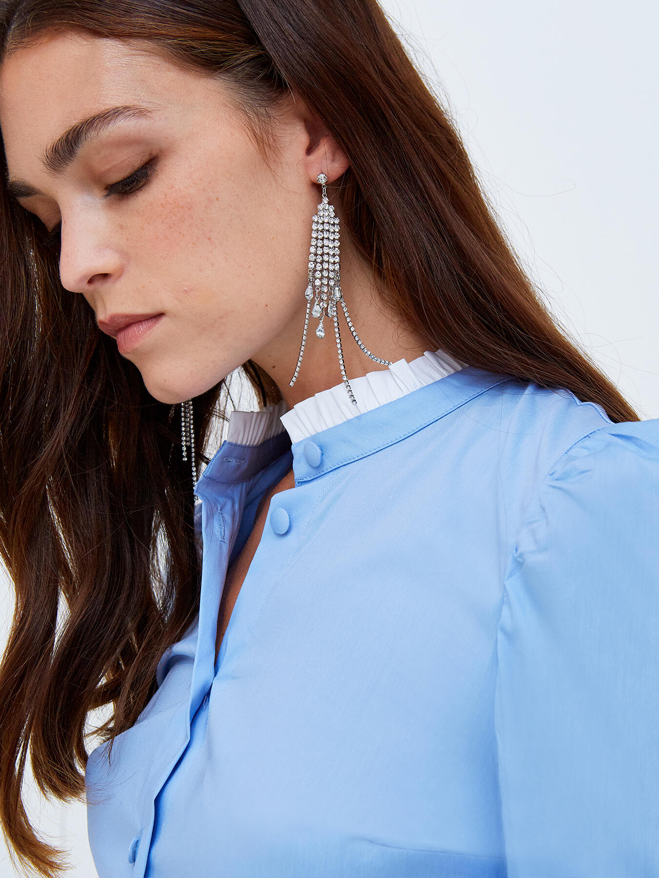 Pendientes colgantes con flecos de strass image number 2