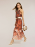 Long satin dress with print image number 2