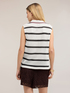 Striped ajour&eacute; knit top with polo collar image number 1
