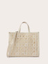 Shopping bag in canvas and crochet fabric image number 0