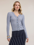 Rippstrick-Cardigan mit Lurex-Mix image number 3