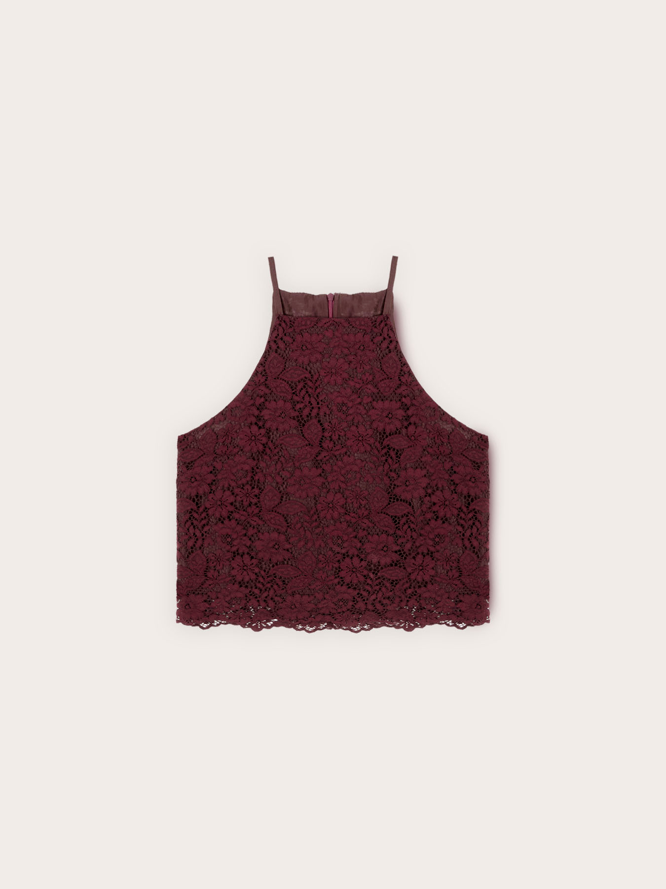 Top de encaje con escote halter image number 4