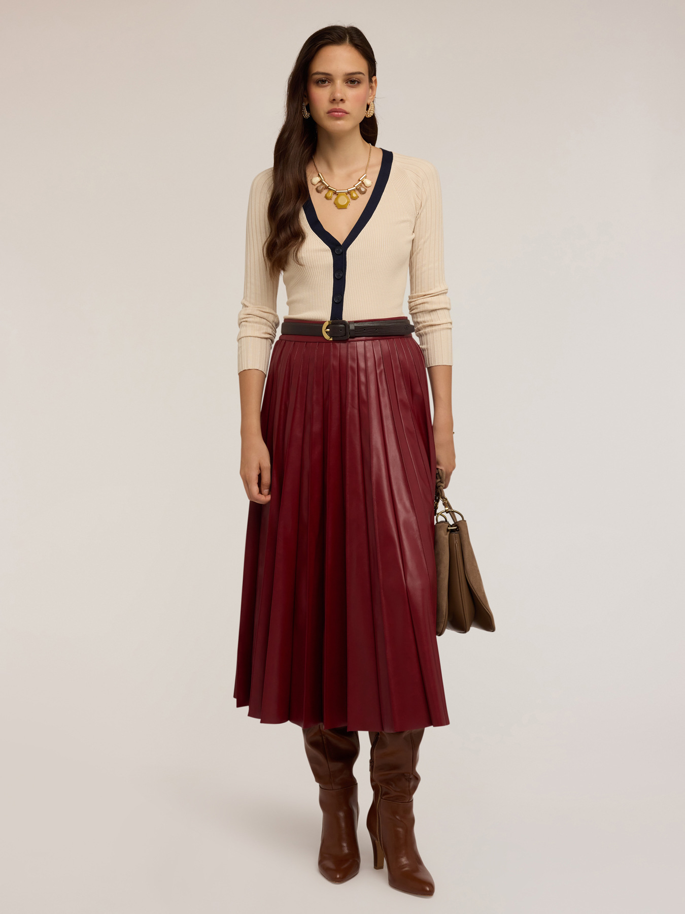 Two-tone ribbed cardigan image number 0