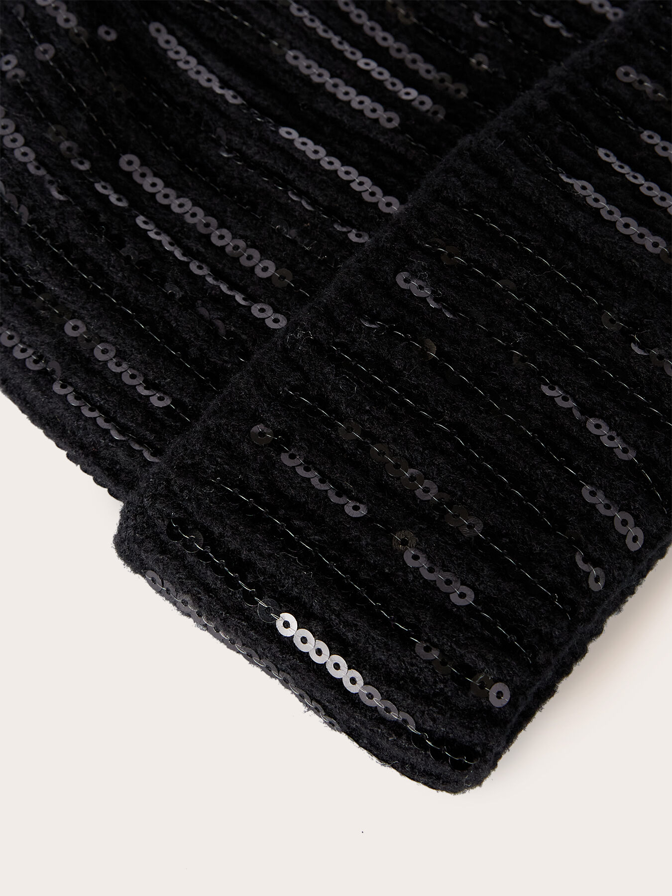 Knit beanie with sequin embroidery image number 1