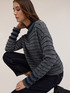 Jacquard sweater in wool blend with buttons image number 3