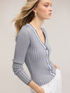 Rippstrick-Cardigan mit Lurex-Mix image number 0