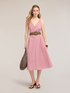 A-line striped poplin dress image number 0