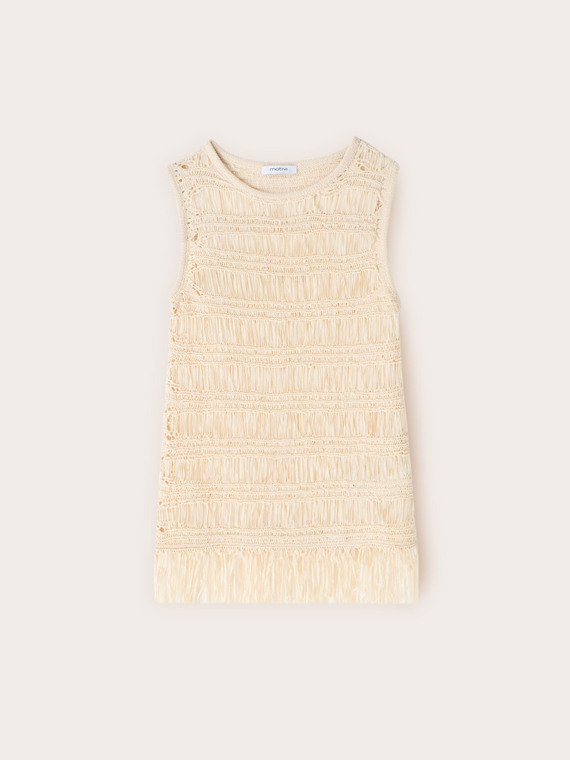 Macram&eacute;-Stricktop mit Fransen