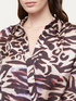 Satin blouse with animal print collar image number 2