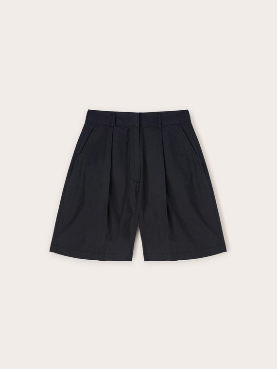 Poplin bermuda shorts with pleats