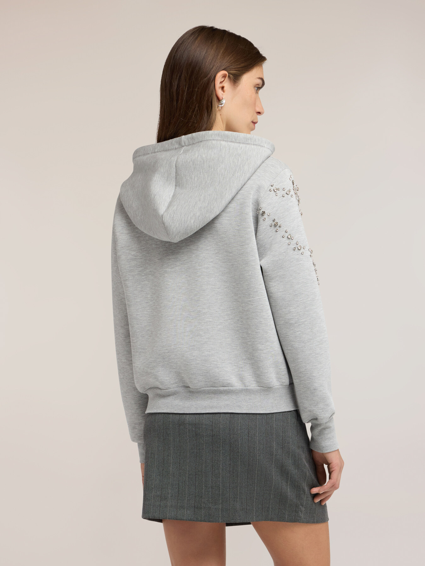 Closed hoodie with rhinestone embellishments image number 1