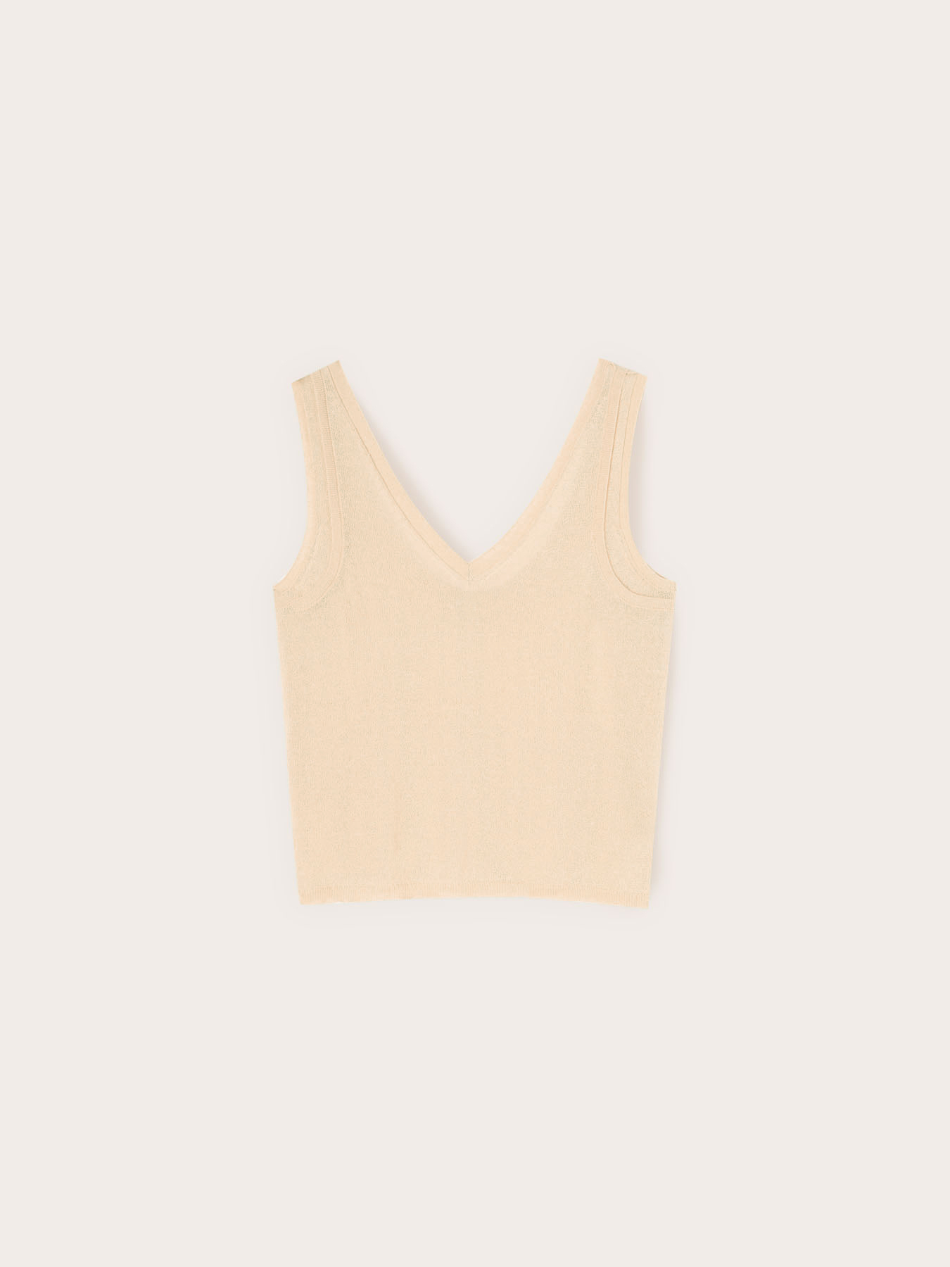 Linen blend knit top image number 4