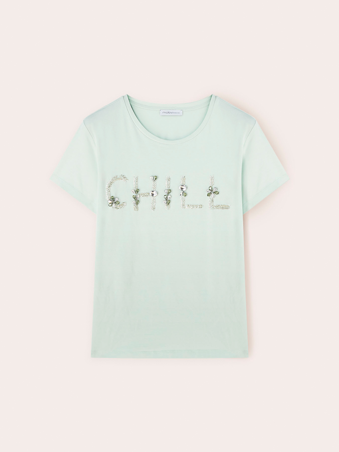 T-shirt scritta con pietre ricamate image number 4